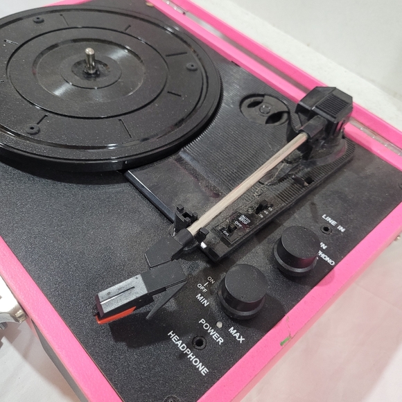 Victrola's pink black The Journey Suitcase Record Player UNTESTED NO RECORDS - Picture 11 of 14